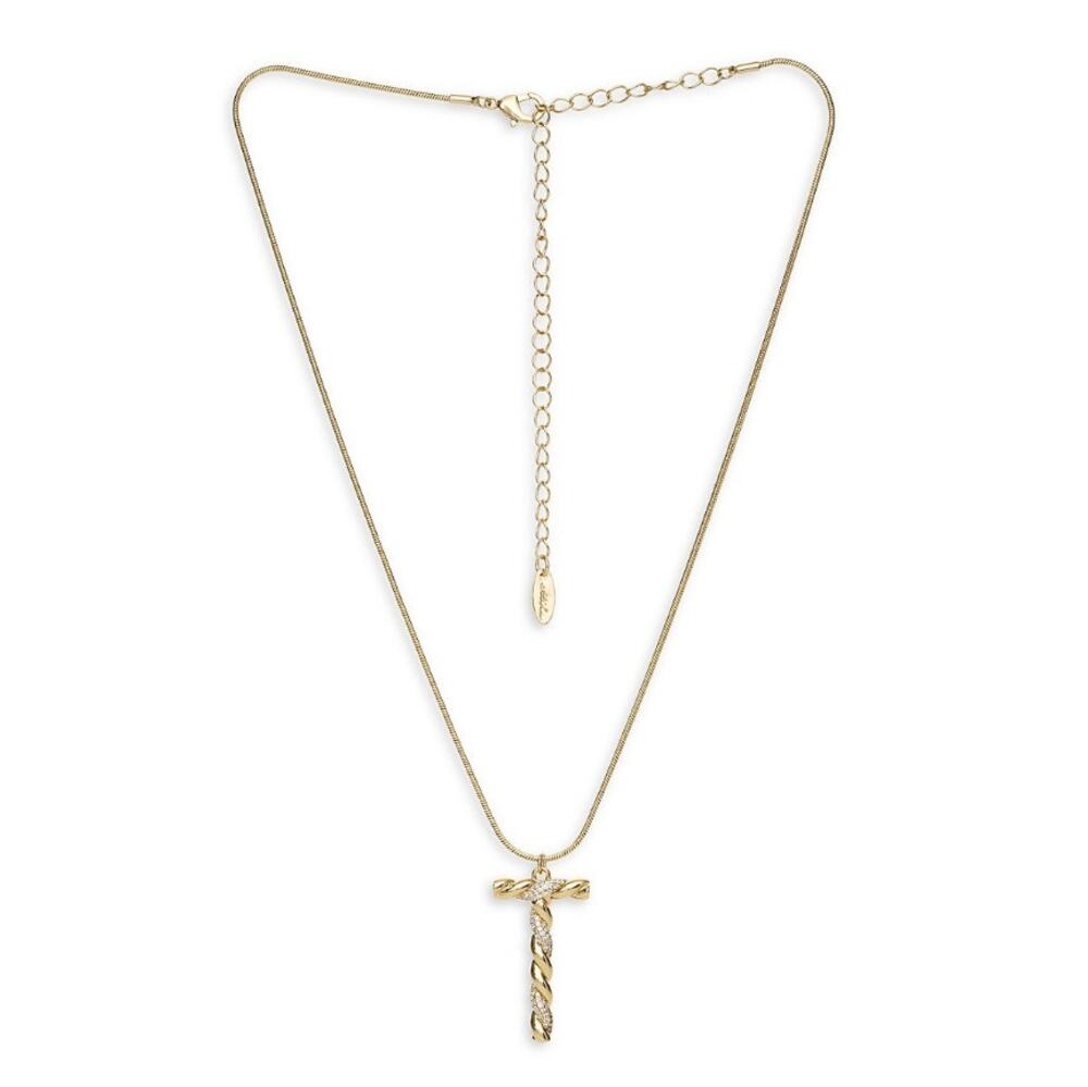 NEW ETTIKA REVOLVE 18K Goldplated Twisted Crystal Initial Pendant Necklace T